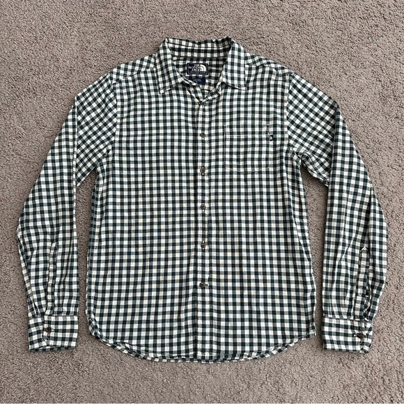 The North Face Shirt Mens Size S Green Plaid Button Up Long Sleeve - Picture 1 of 12